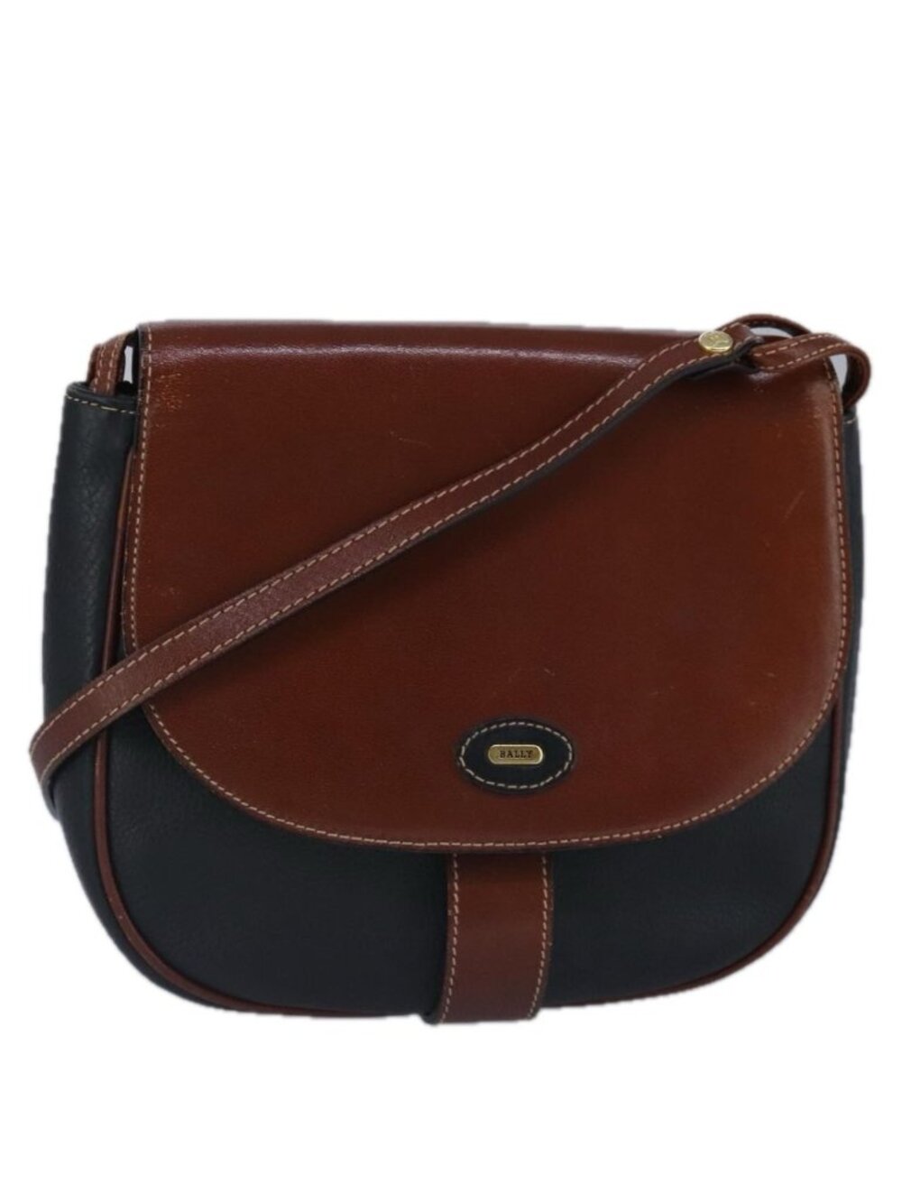 BALLY Shoulder Bag Leather Black Brown